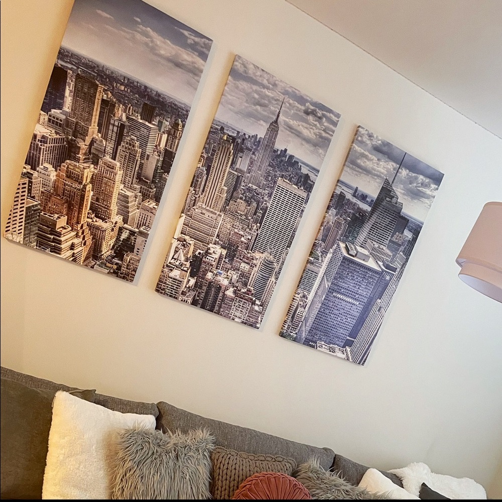 NYC Skyline 3 Panel Canvas Large Wall Art